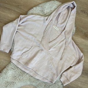 OCEAN DRIVE LIGHT PINK HOODED CROP SWEATER